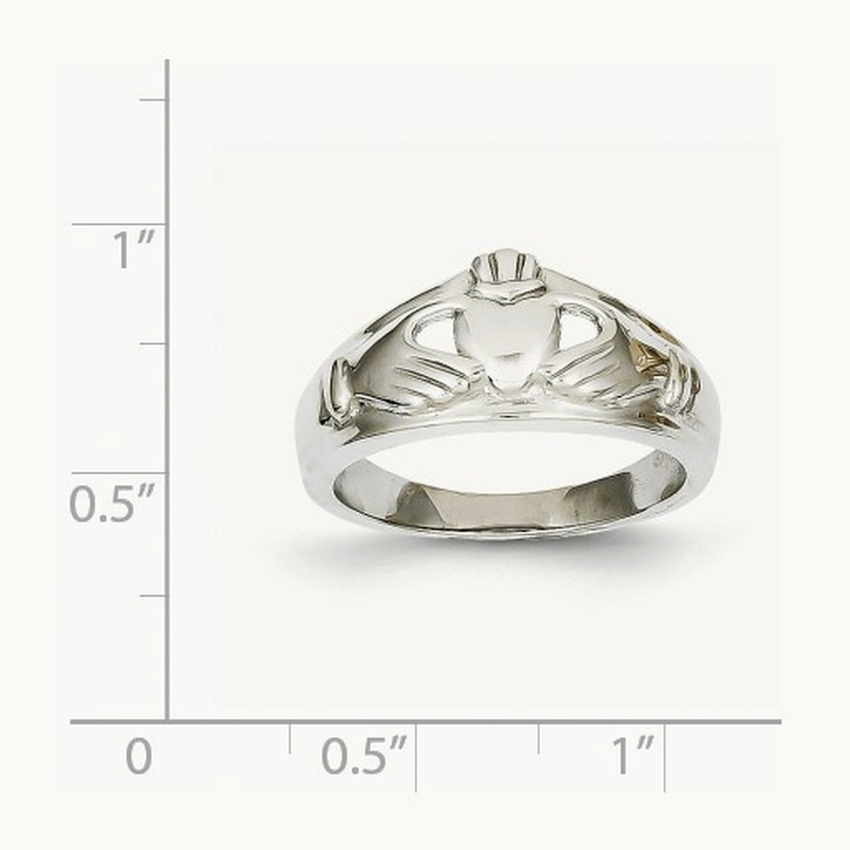 Ladies Claddagh Ring, 14K White Gold