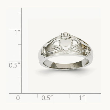 Ladies Claddagh Ring, 14K White Gold