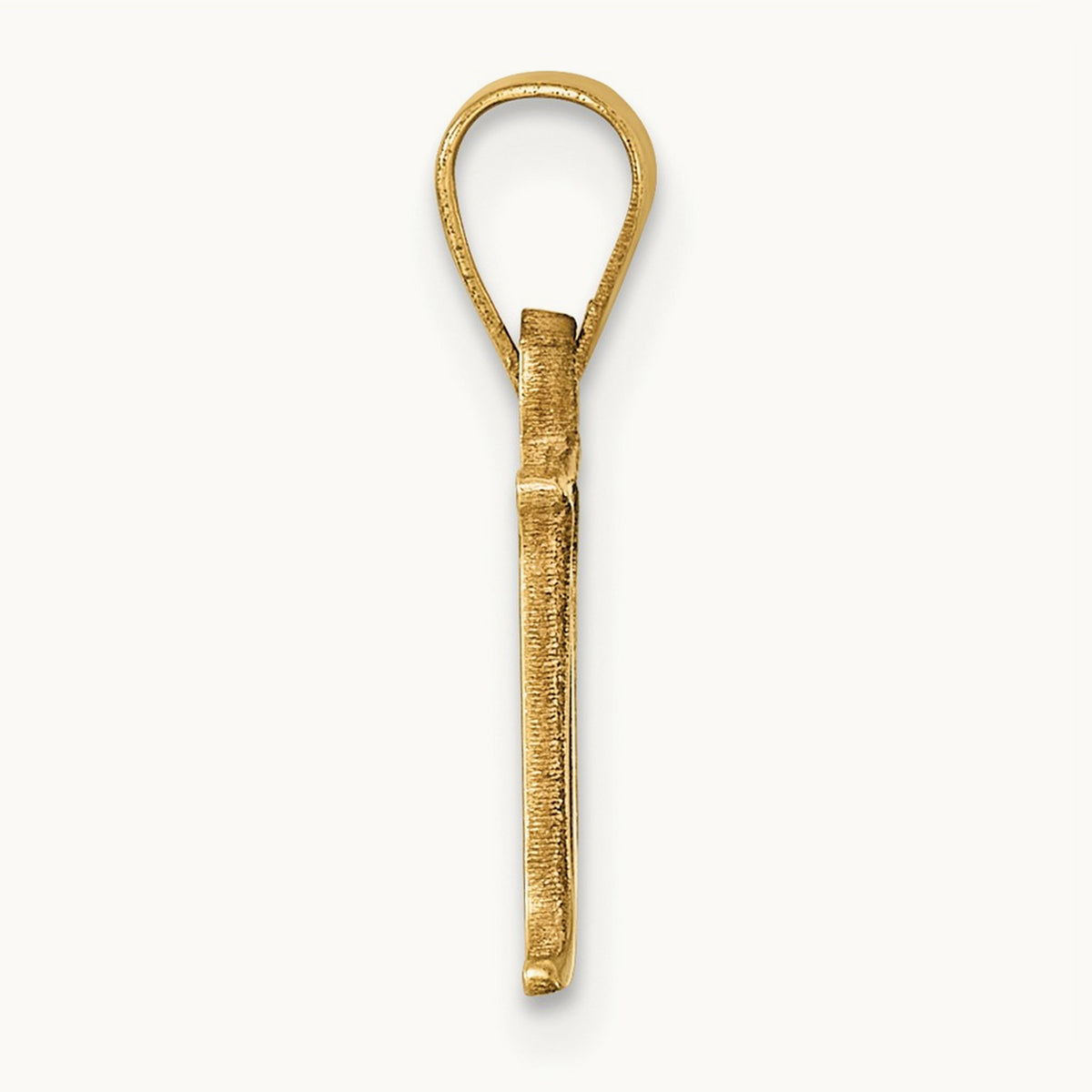 Polished Block Initial Pendant — 14K Yellow Gold, N