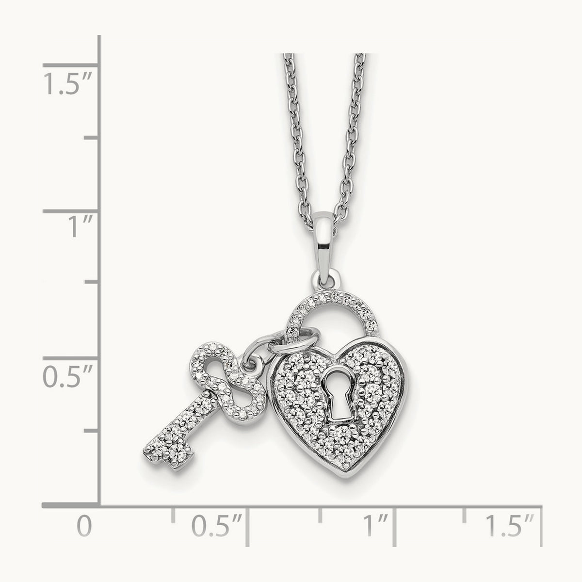 Heart Lock & Key Necklace, 0.50 ct tw Lab-Grown Diamond