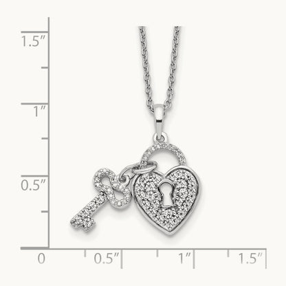 Heart Lock & Key Necklace, 0.50 ct tw Lab-Grown Diamond