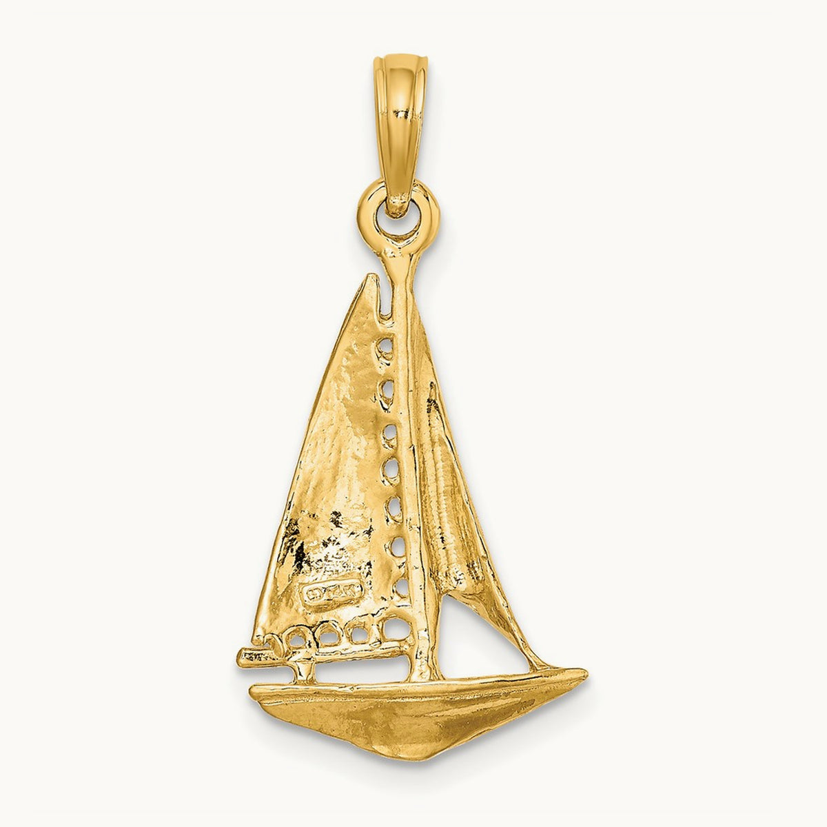 3-D Polished Sailboat Charm — 14K Yellow Gold, 27.2mm