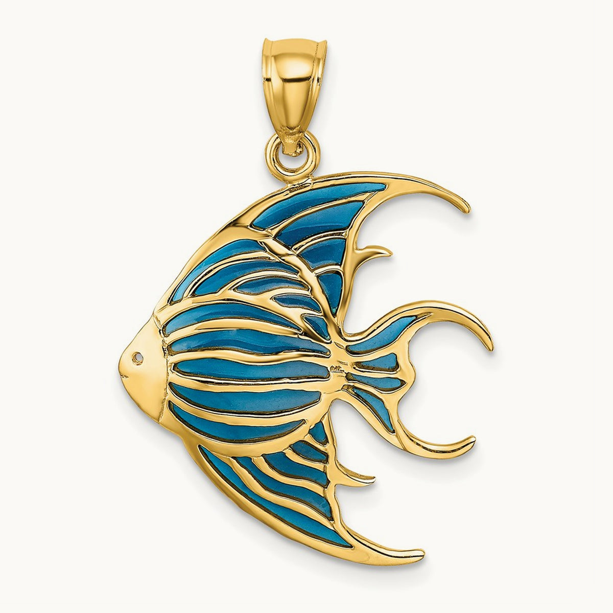 W/ Blue Enameled Angelfish Charm, 14K