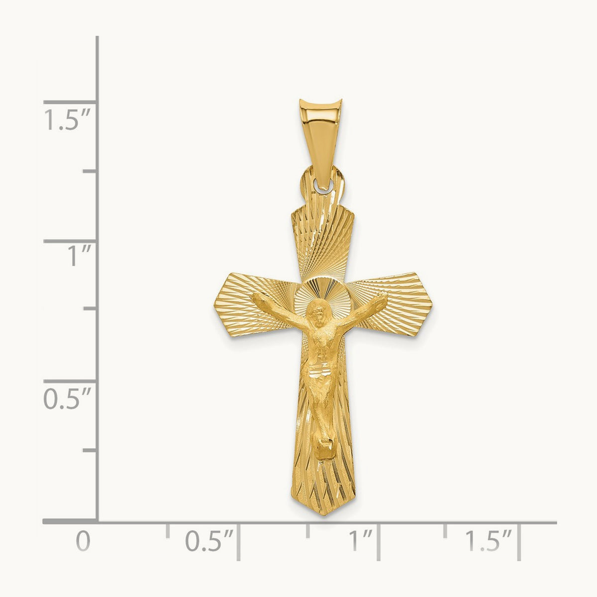 Polished Satin and D/C Crucifix Pendant, 14K
