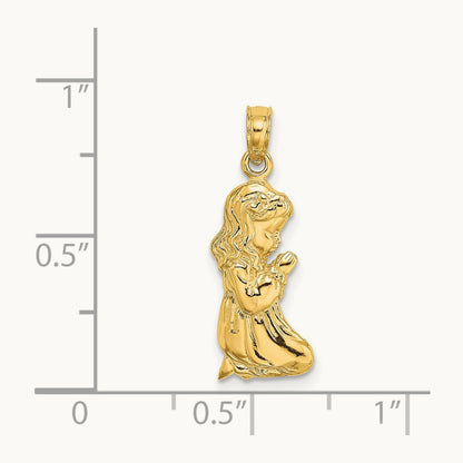 Praying Girl Charm, 14K