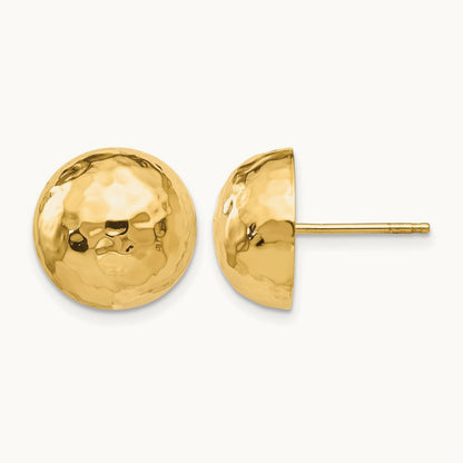 Hammered Half Ball Post Earrings — 13mm