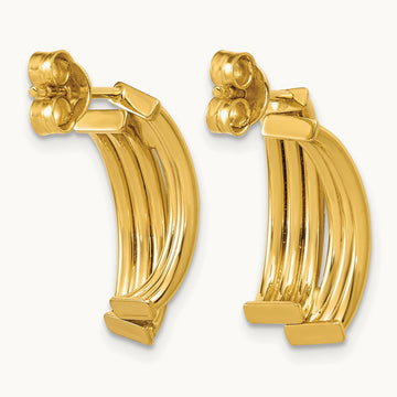 Polished and Grooved J-Hoop Post Earrings — Leslie's — photo set