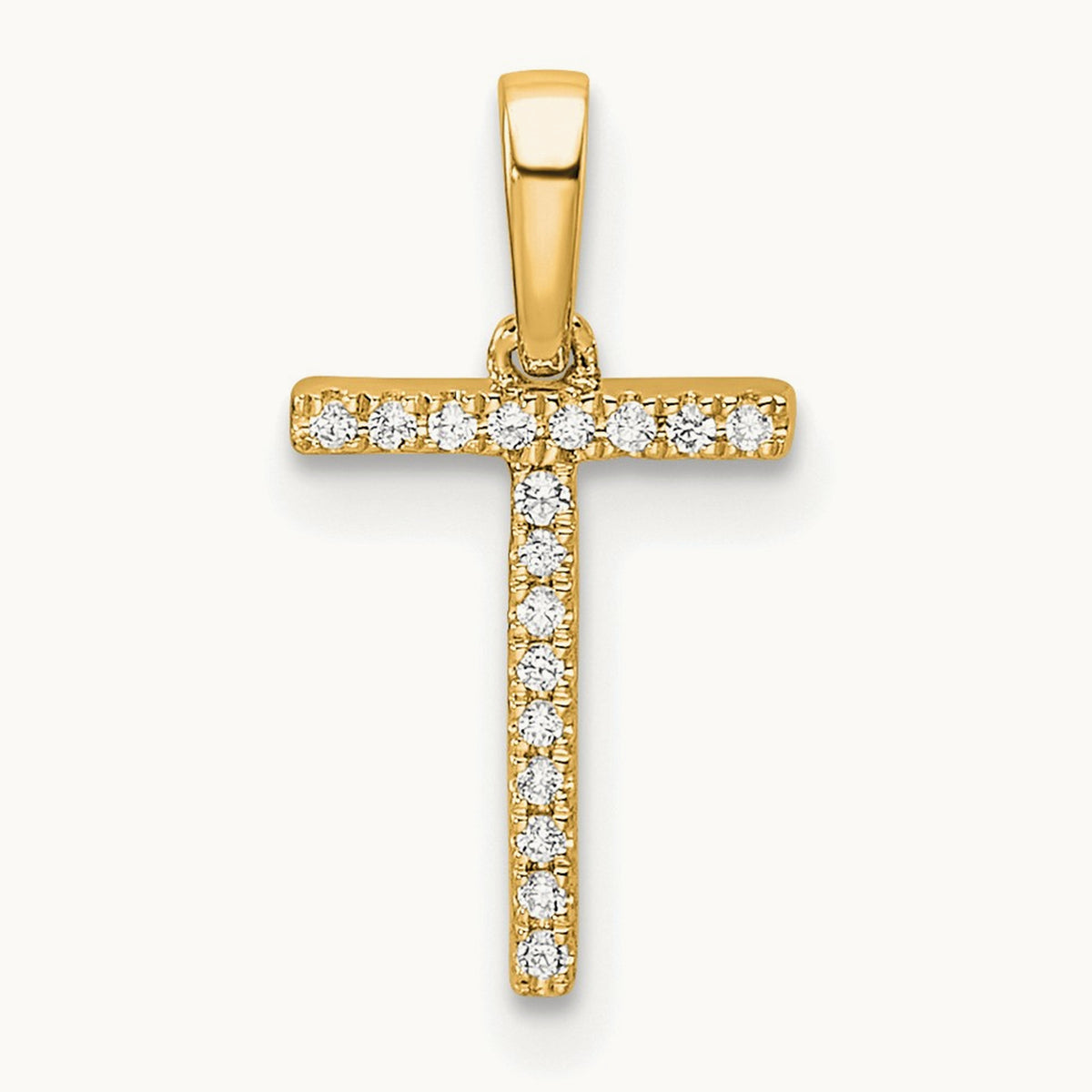 Diamond Letter T Initial Pendant, 14K