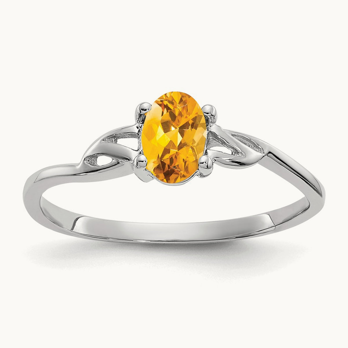 Citrine Birthstone Ring, 14K White Gold