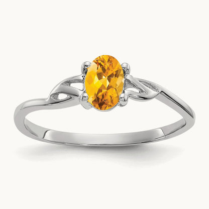 Citrine Birthstone Ring, 14K White Gold