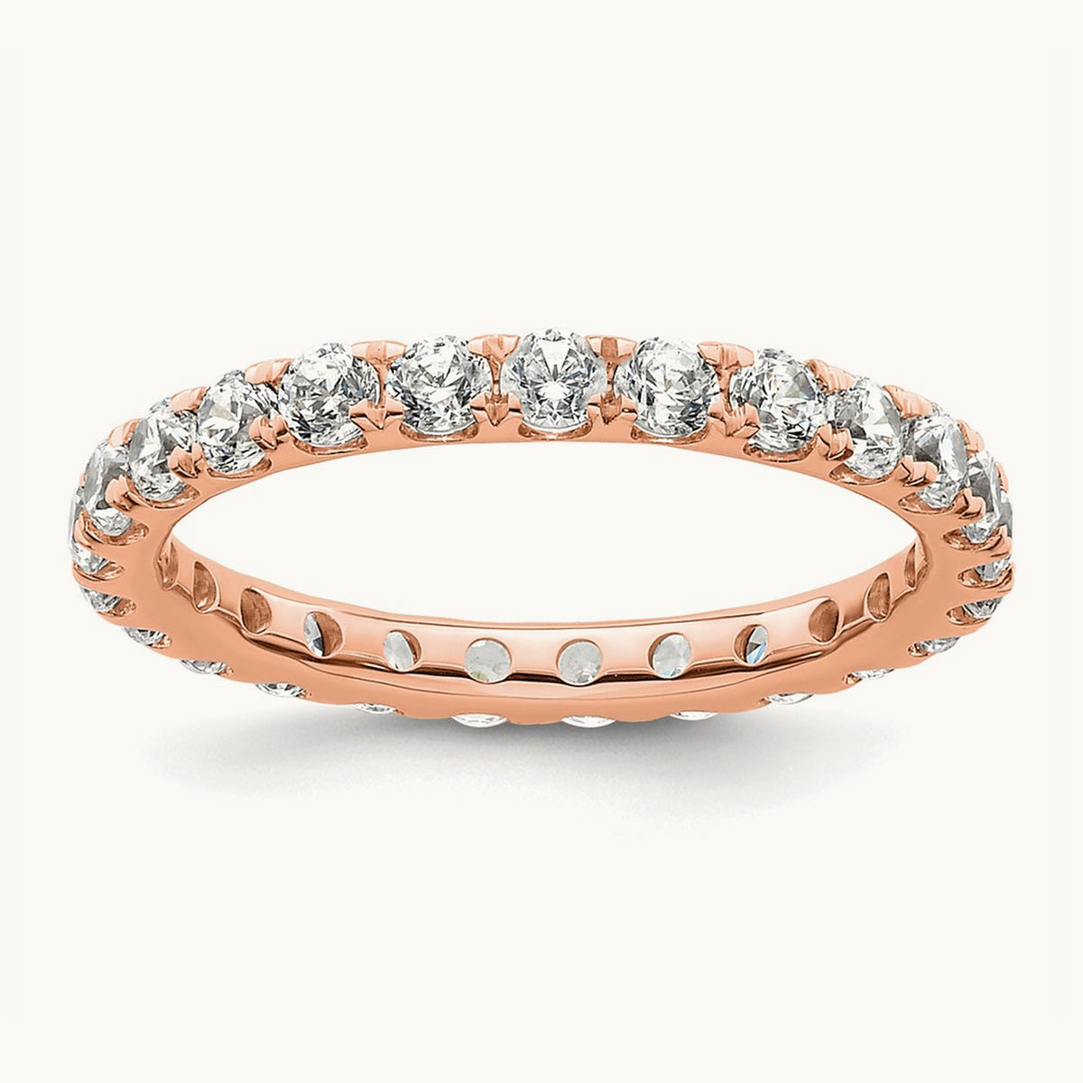 Polished U Shared Prong Diamond Eternity Band, 1.00 ct tw — 14K Rose Gold