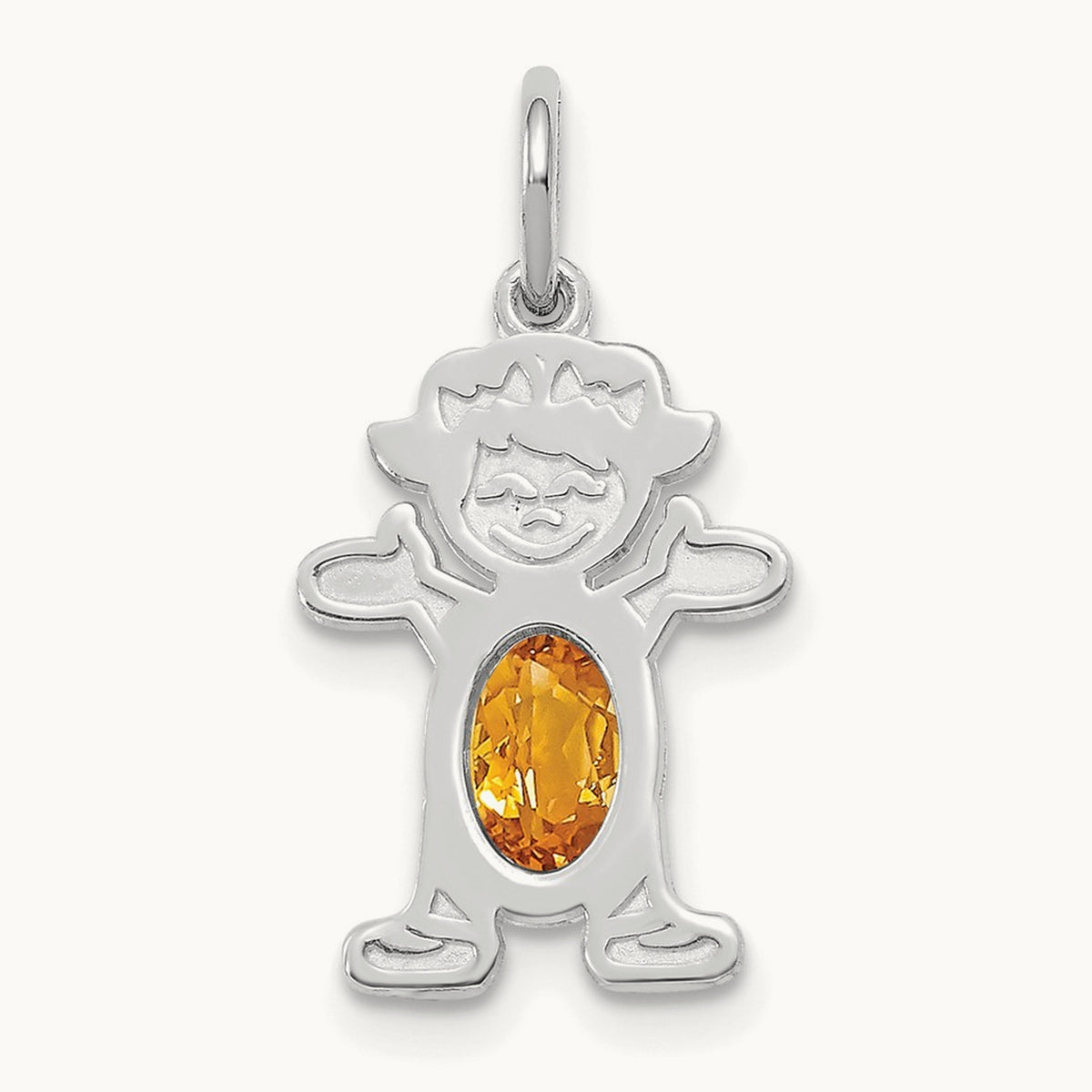 Girl 6x4 Oval Genuine Citrine-November — 14K White Gold