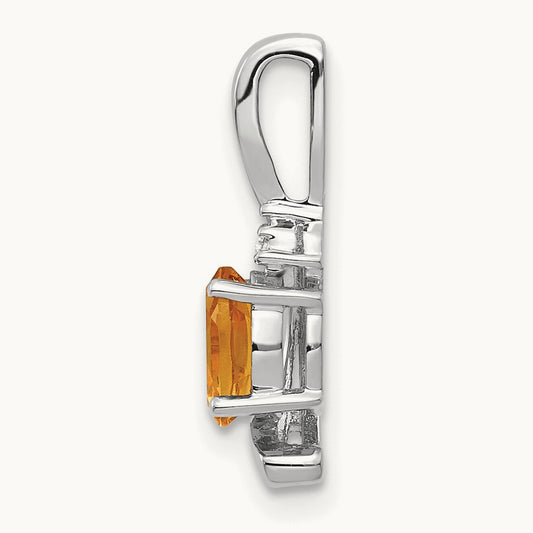 Citrine and Diamond Pendant — 14K White Gold
