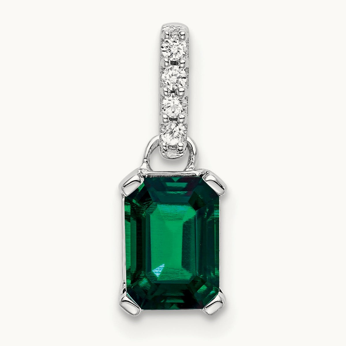 Created Emerald Pendant, 0.05 ct tw Lab-Grown Diamond