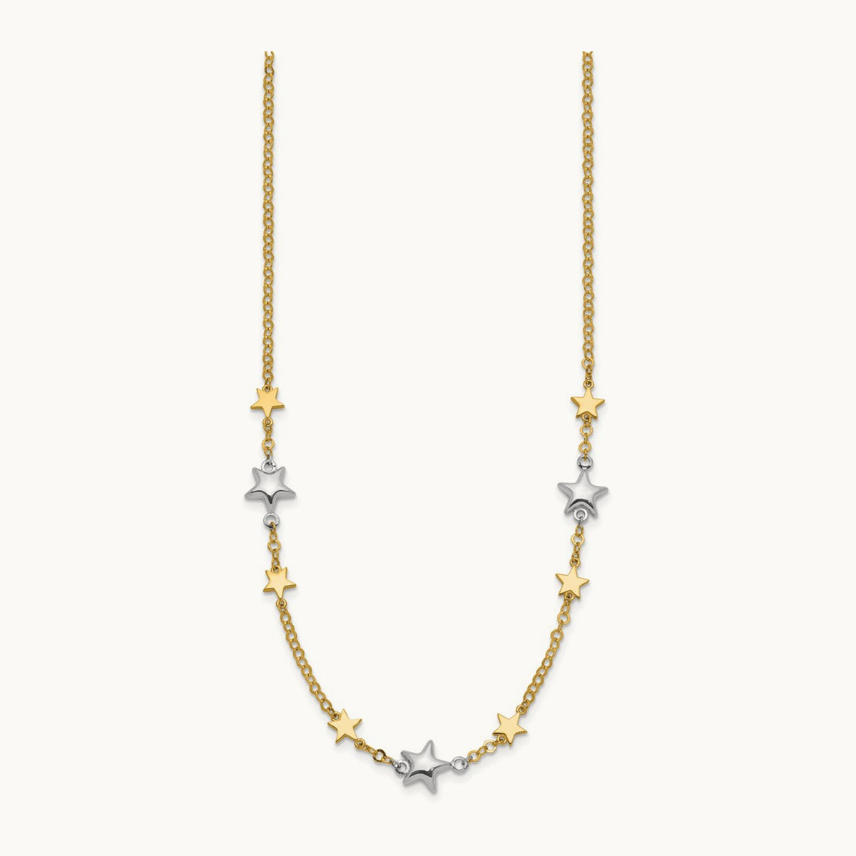 Stars w/1in ext. Necklace, 14K Two-tone