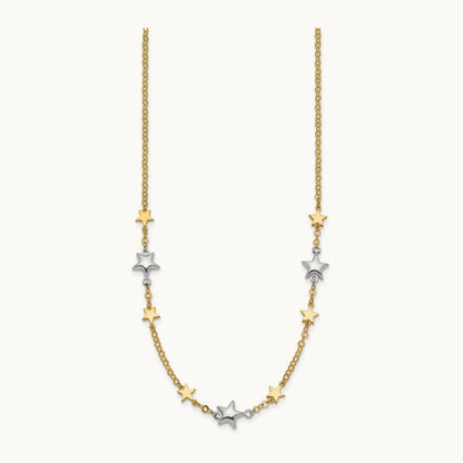 Stars w/1in ext. Necklace, 14K Two-tone
