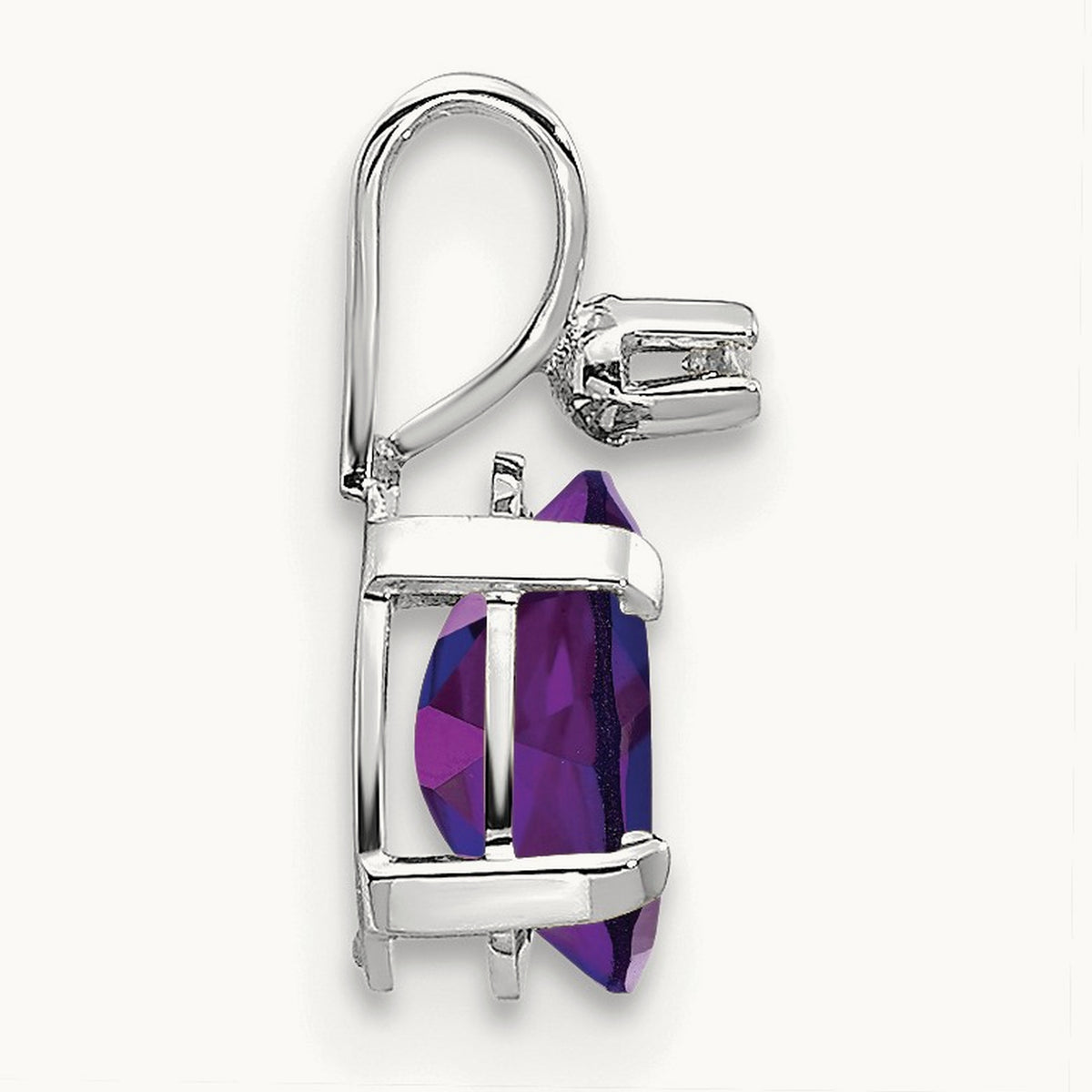 Diamond & Amethyst Birthstone Pendant — 14K White Gold