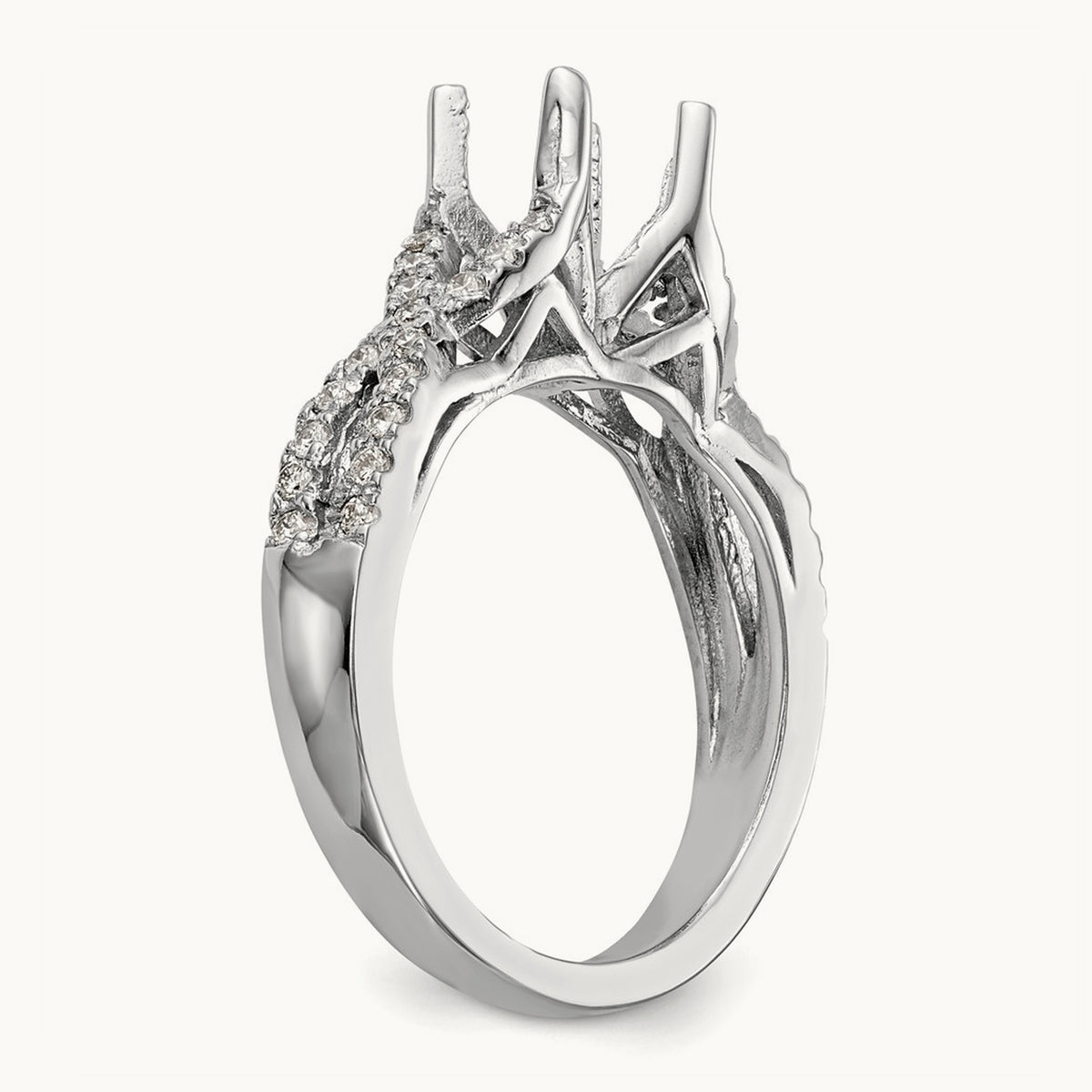 Round Semi-Mount Criss-Cross Engagement Ring — 2/5 ct, 7
