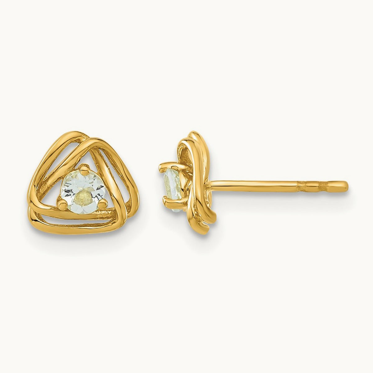 Aquamarine Post Earrings — 14K Yellow Gold