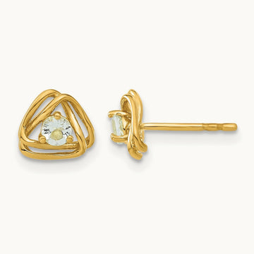 Aquamarine Post Earrings — 14K Yellow Gold