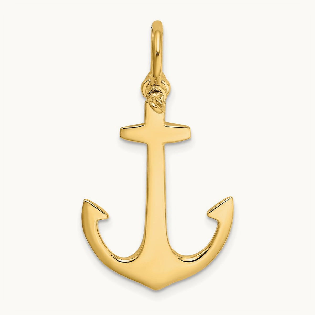 3-D Polished Anchor w/ Shackle Bail Charm, 14K