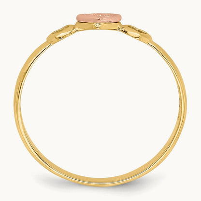 Hearts Ring, 14K Rose with Yellow Gold