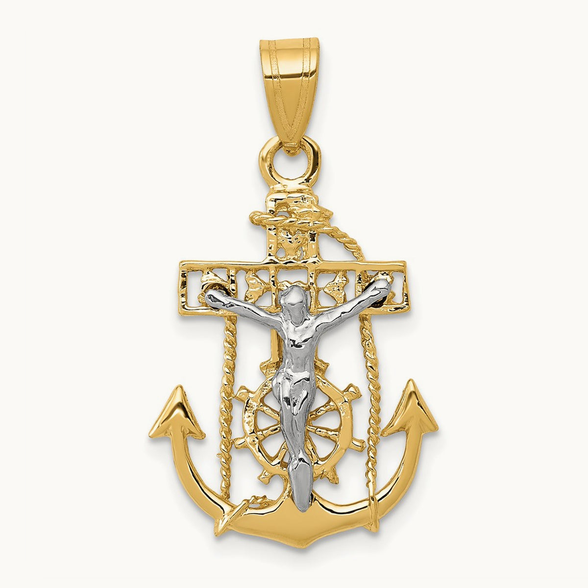 Mariners Cross Pendant — 14K Two-Tone Gold, 29mm