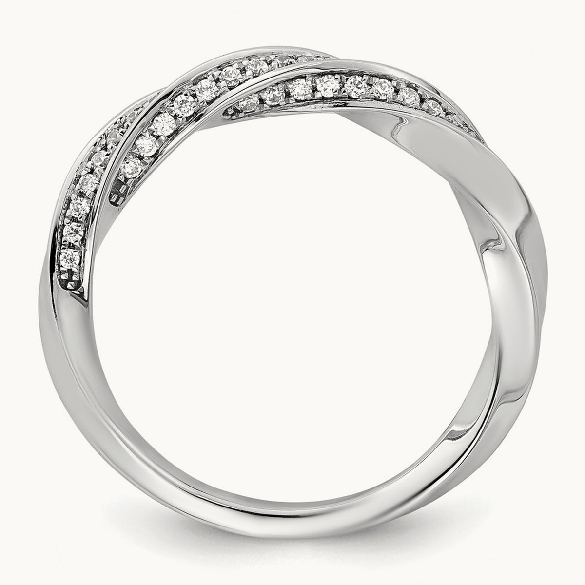 Complete Diamond Twisted Wedding Band, 14K White Gold