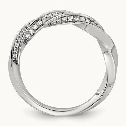 Complete Diamond Twisted Wedding Band, 14K White Gold