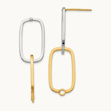 Fancy Versatile Rectangle Post Earrings, 14K Two-tone
