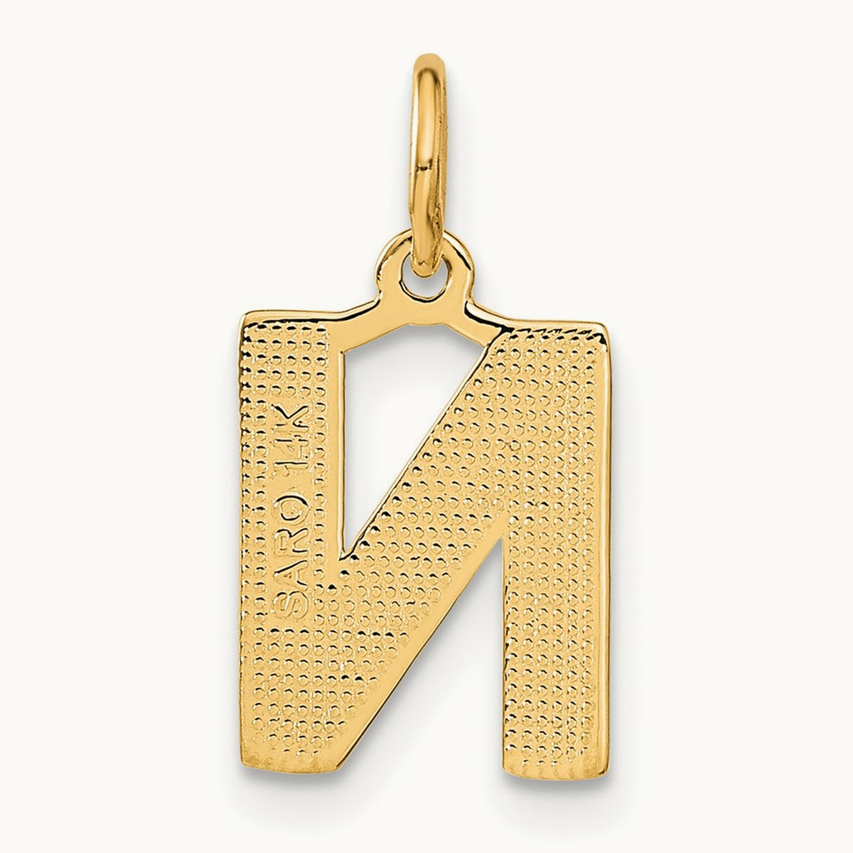 Satin Diamond-cut Initial Charm — 14K Yellow Gold, N