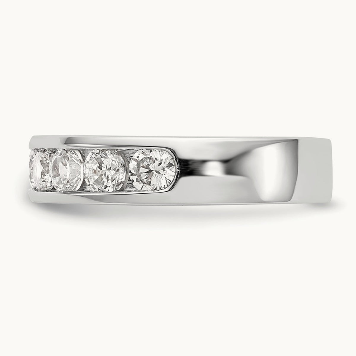 9-Stone Diamond Channel Band, 14K White Gold