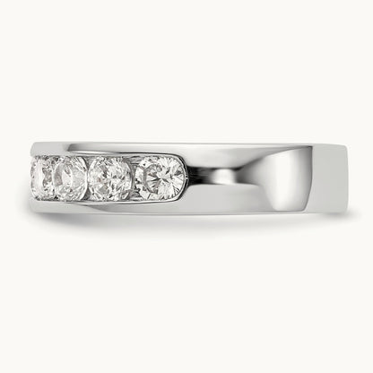 9-Stone Diamond Channel Band, 14K White Gold