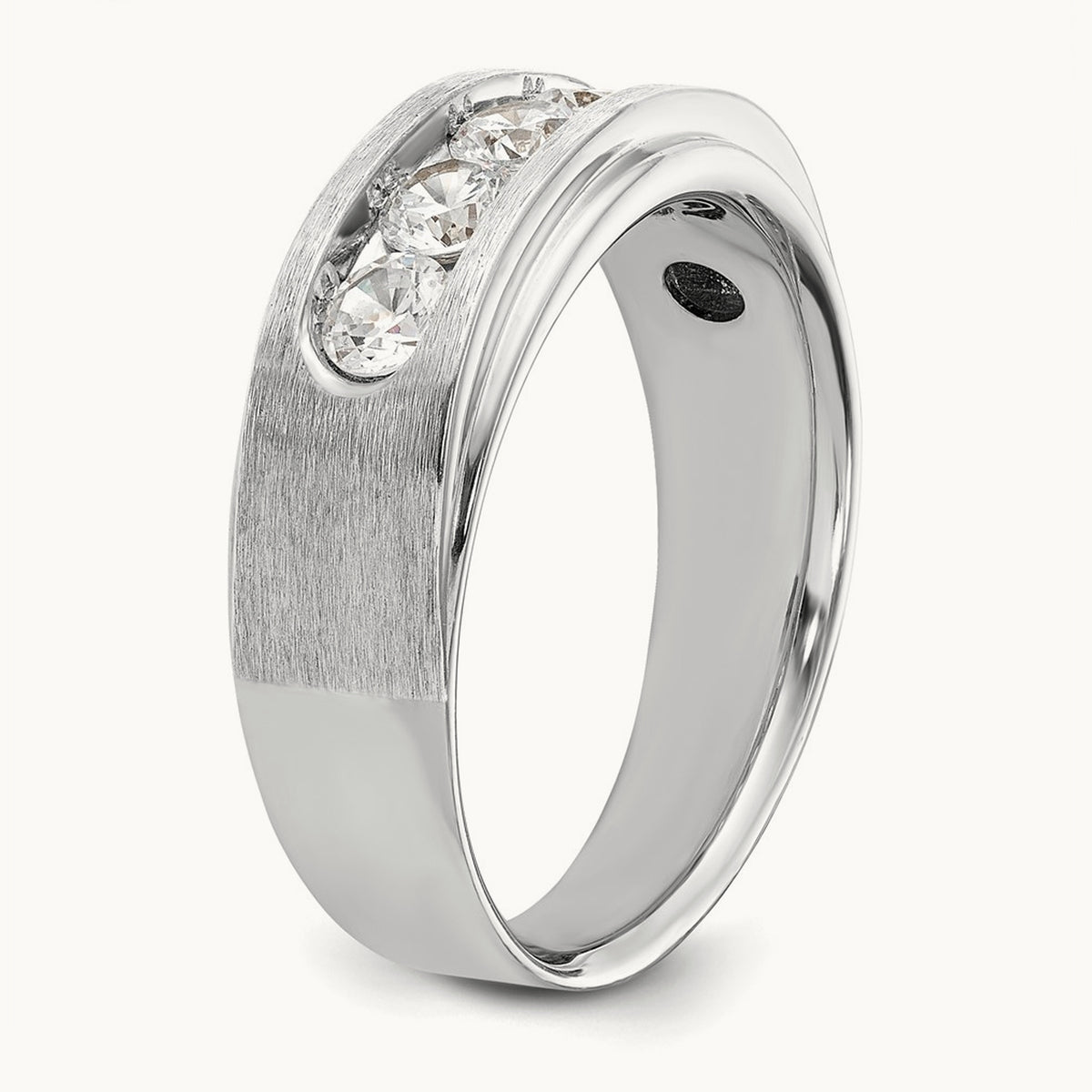 1ct Lab Grown Dia VS+ F+ Comp 5 Stone Men's Band, 14K White Gold