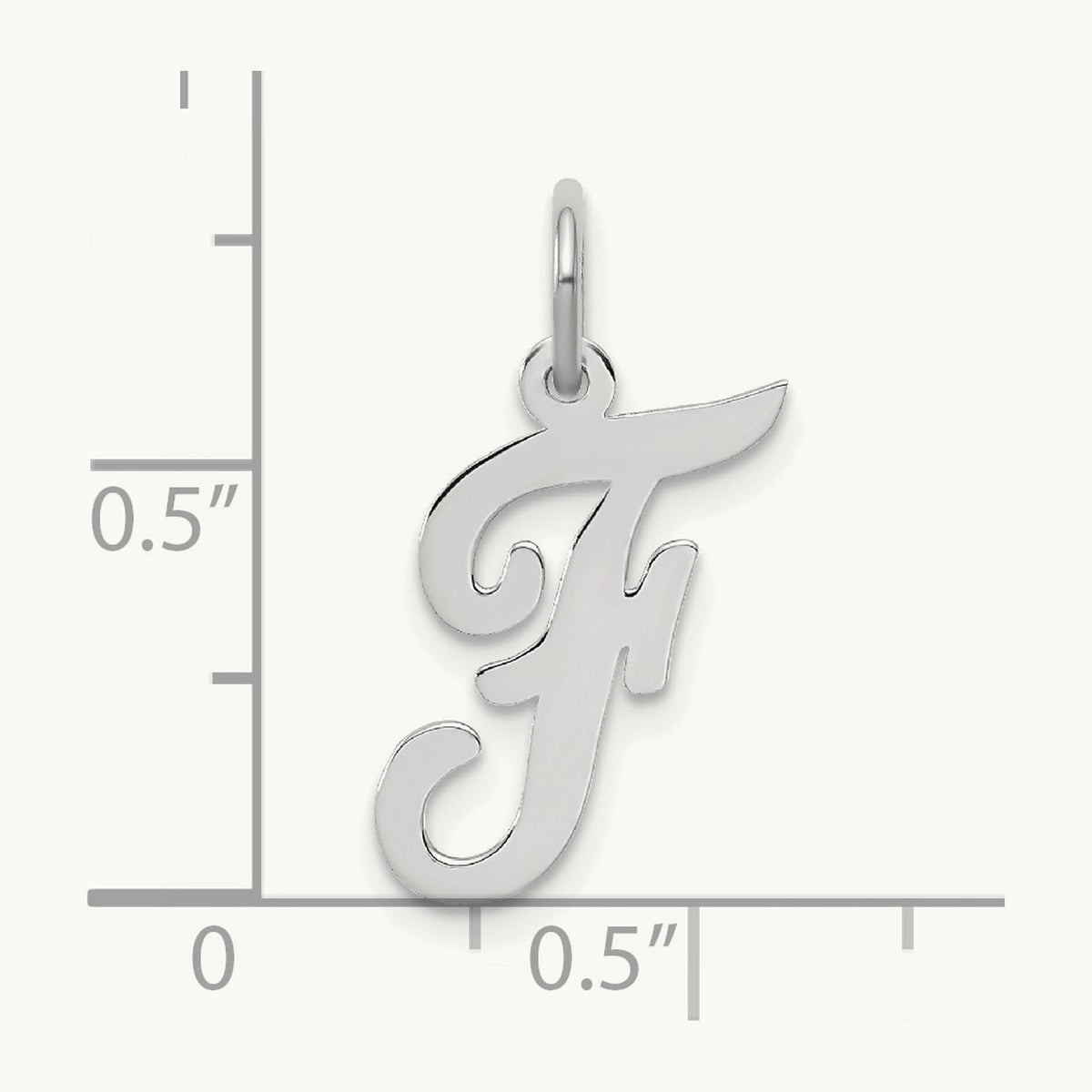 Medium Script Initial Charm — 14K White Gold, F
