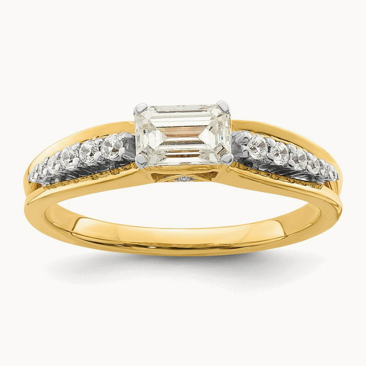 East West Emerald Semi-Mount Engagement Ring — 3/4 ct, 7