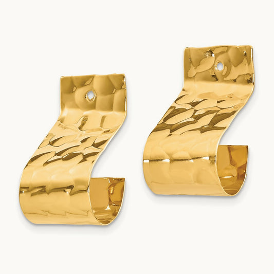 Polished Hammered Earring Jackets, 14K