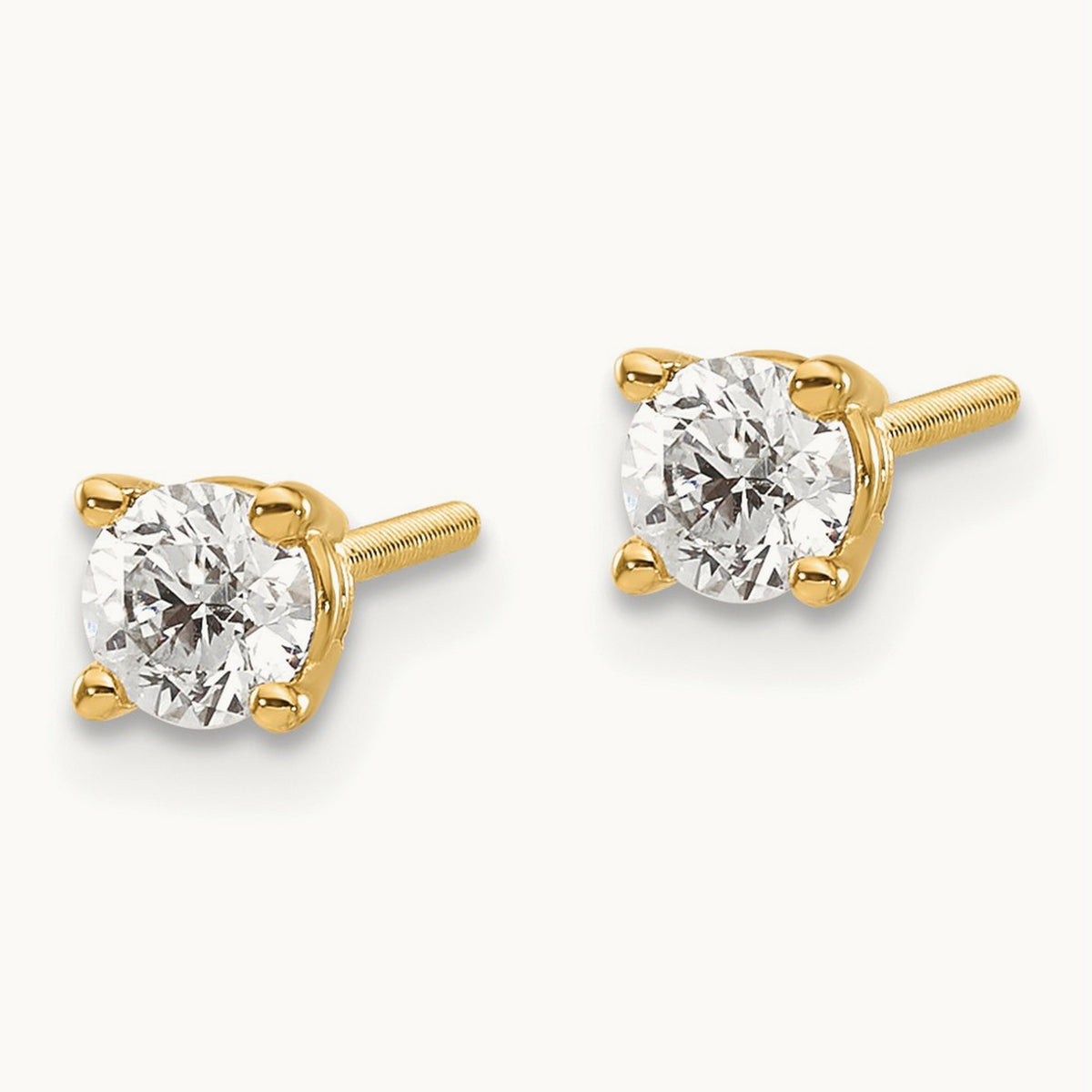 Round Diamond Stud Earrings — 14K Yellow Gold, 0.54 ct tw