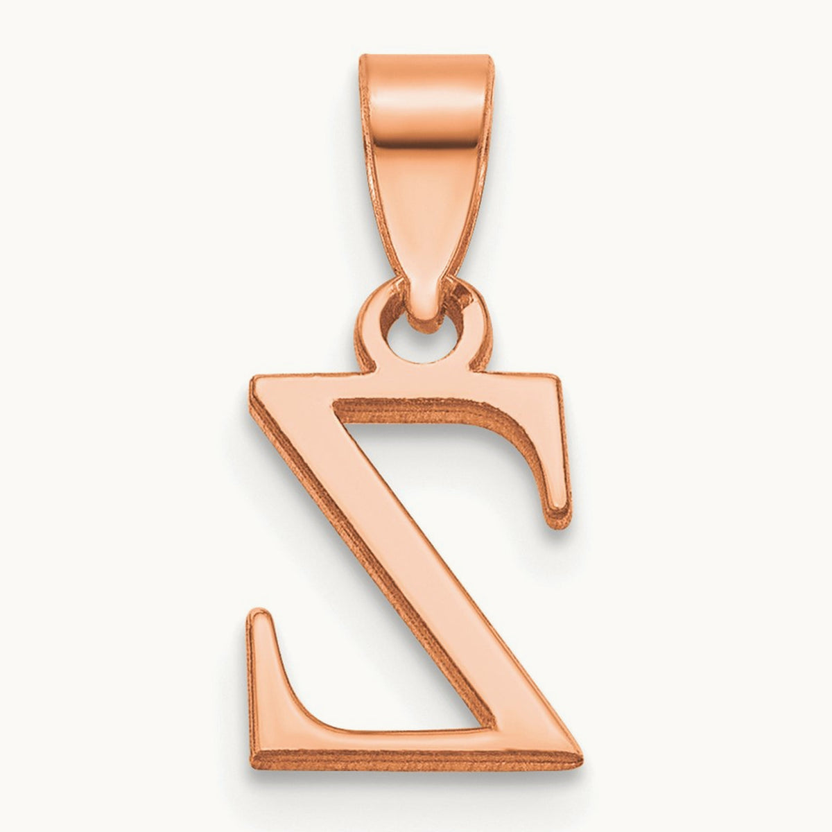 Polished Block Initial Pendant — 14K Rose Gold, Z