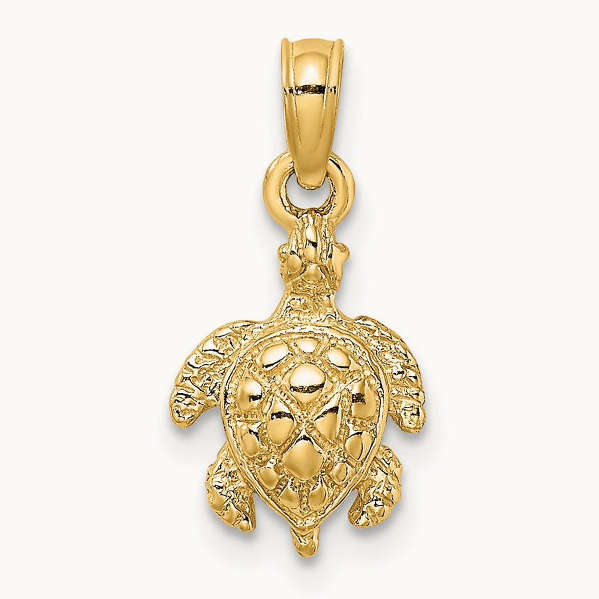 Textured Sea Turtle Charm, 14K