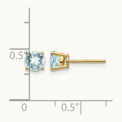 Aquamarine Post Earrings, 14K