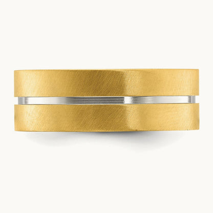 Brushed and Polished Yellow IP-plated Band, 8mm, Titanium