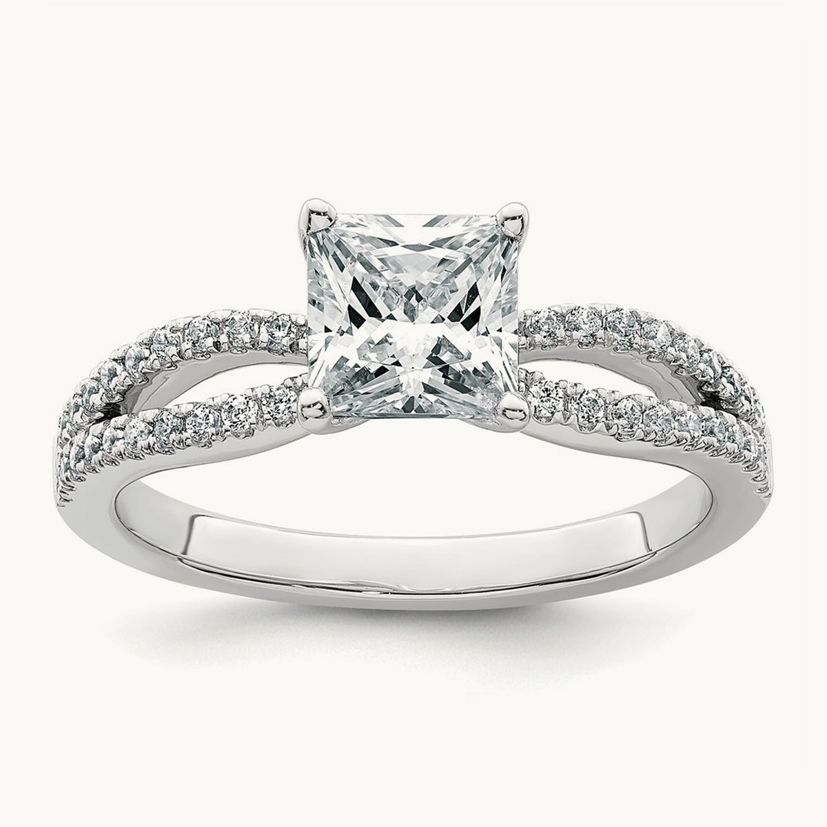 Princess Engagement Ring, 1.25-2.75 ct tw Lab-Grown Diamond — 1 1/2 ct, 14K White Gold