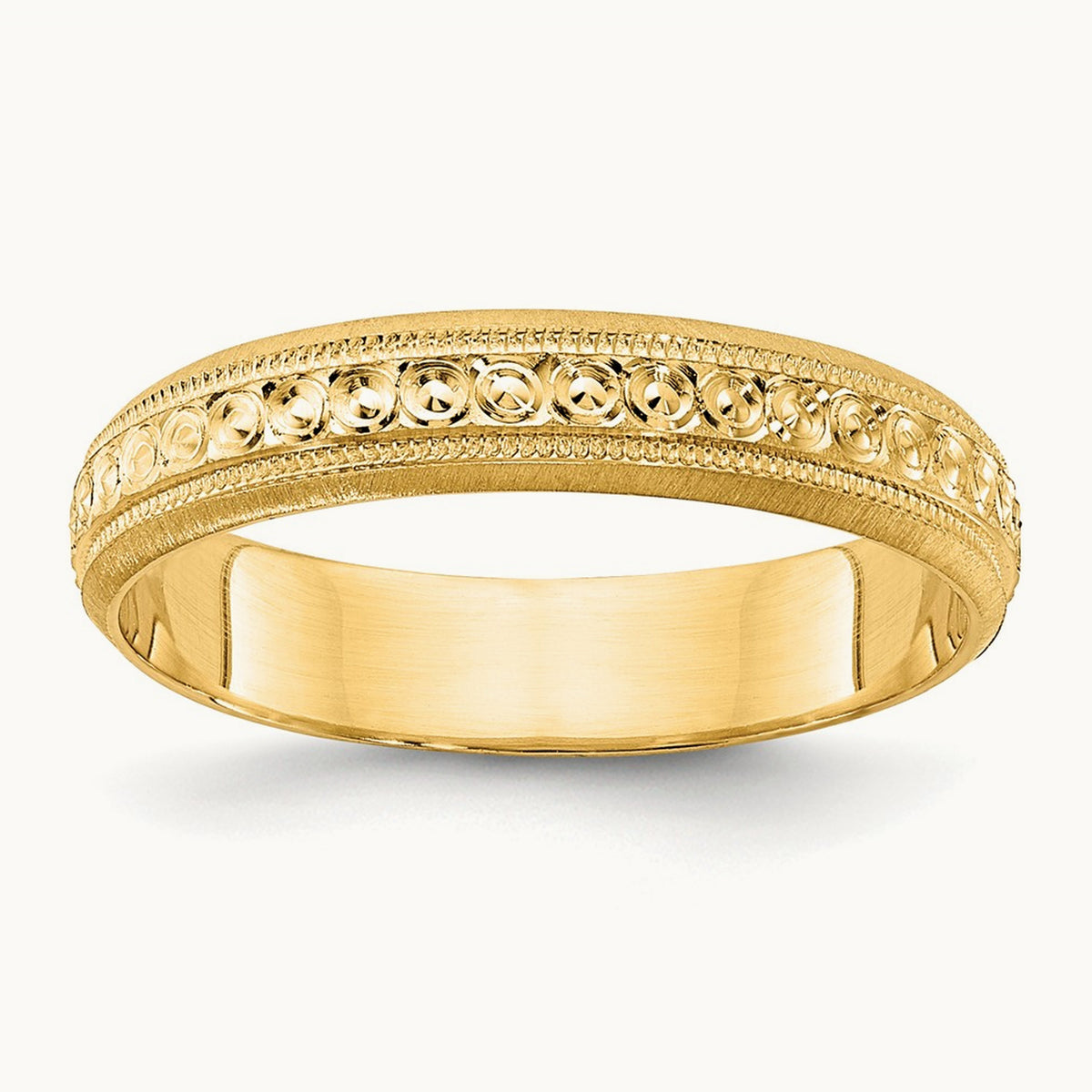 Design Etched Wedding Band — 14K Yellow Gold, 3mm
