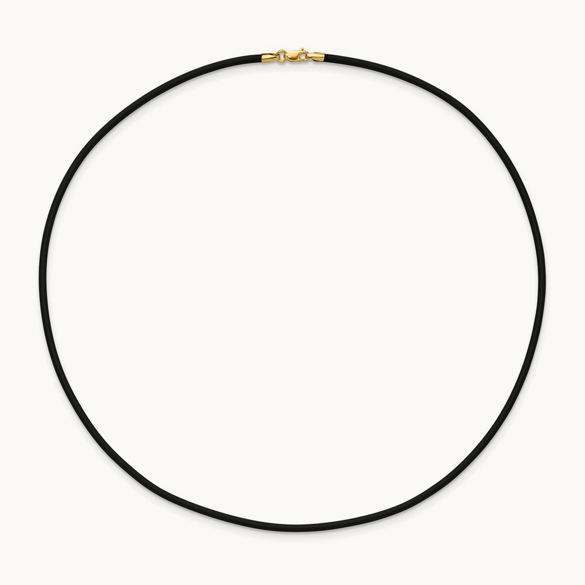 16in with Yellow Clasp Black Rubber Cord Necklace — 2mm
