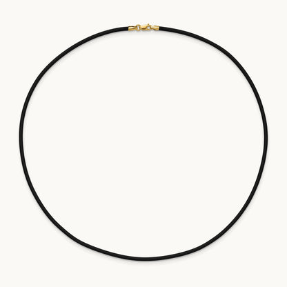 16in with Yellow Clasp Black Rubber Cord Necklace — 2mm