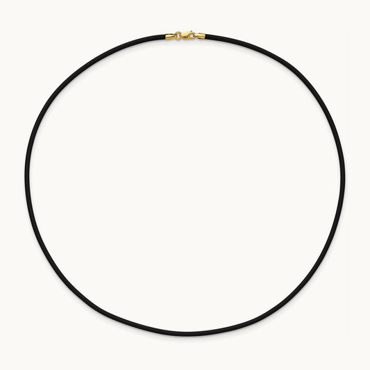 16in with Yellow Clasp Black Rubber Cord Necklace — 2mm