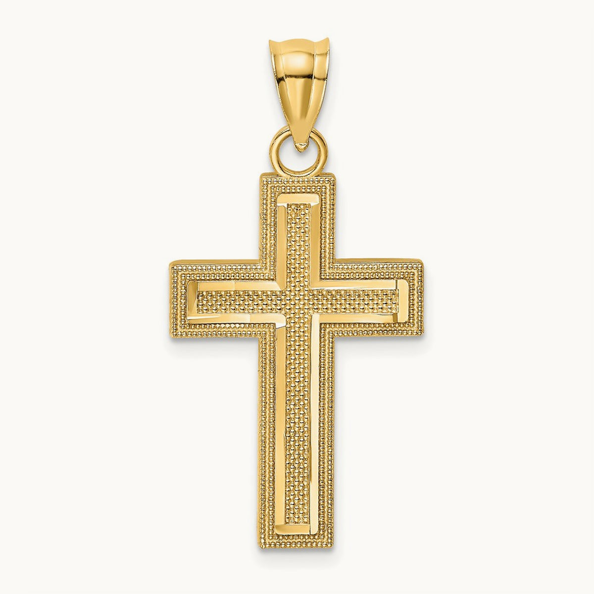 Block Cross Charm, 14K