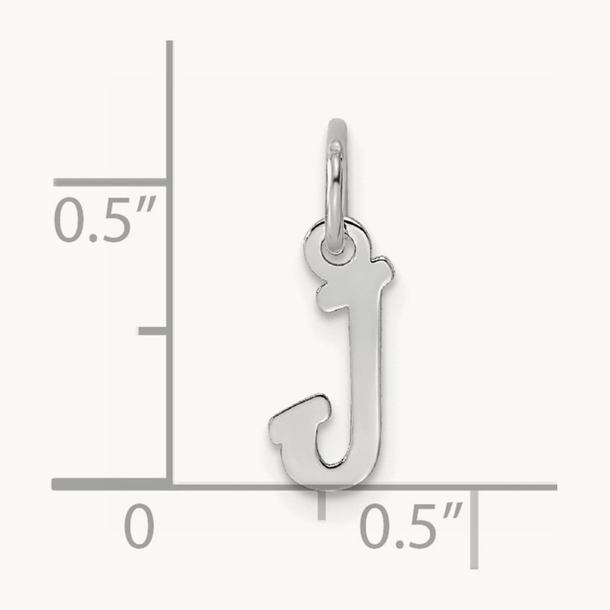 Small Script Letter J Initial Charm, 14K White Gold