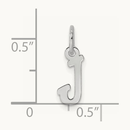 Small Script Letter J Initial Charm, 14K White Gold
